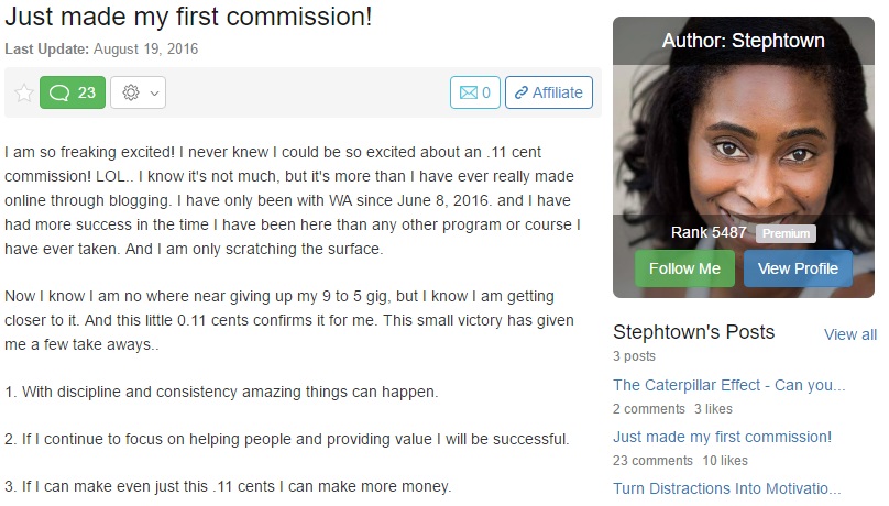 Just made my first Commission from Wealthy Affiliate