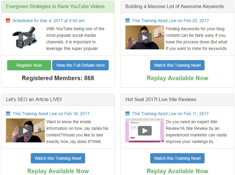 Wealthy Affiliate Live Training Sessions