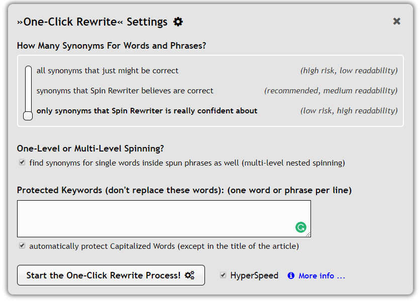 Spin Rewriter 7.0 Step 2